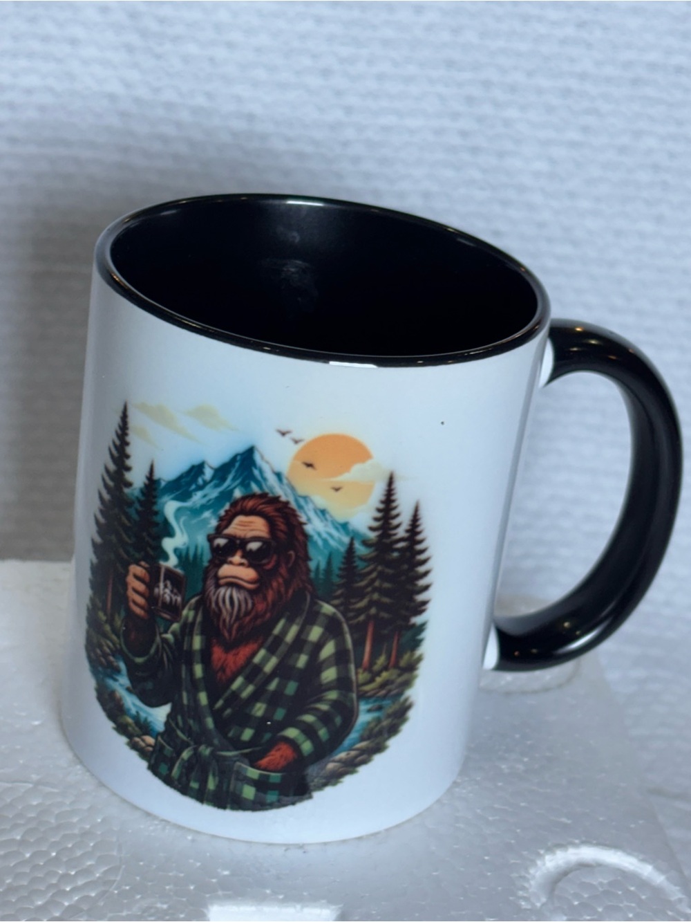 NEW Bigfoot Sasquatch Coffee Mug Black Cryptid Mountain Camping Gift